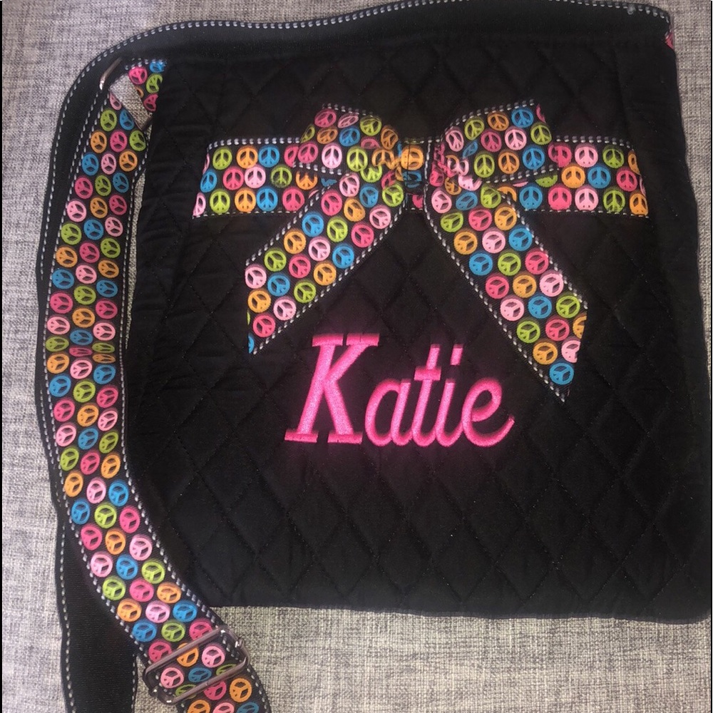 Black Quilted Purse “Katie” embroidered boutique